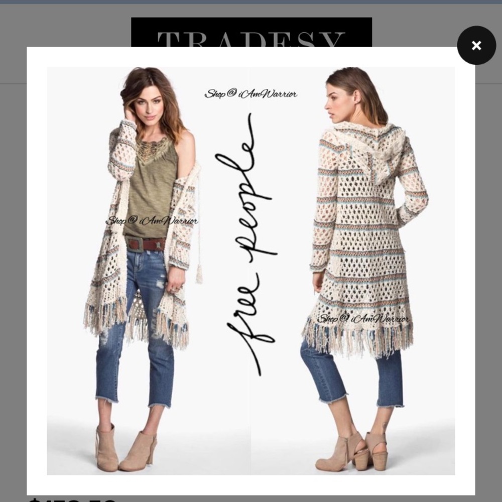 Free People XS Hood Stripe Fringe Maxi Duster Cardigan